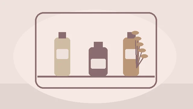 Stilizirana ilustracija bočica i wellness atmosfere uz članak Mali rituali koji nam popravljaju dan
